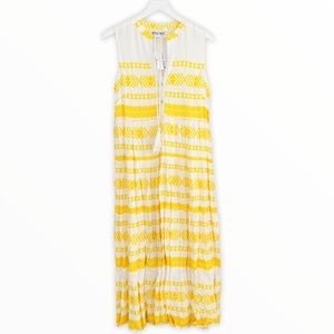 Attic Salt NWT‎ Yellow & White Aztec Style Sleevless Maxi Dress Size Medium & XL